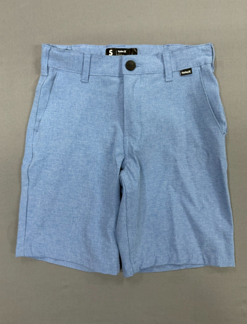 Hurley Youth Hybrid Shorts Deep Aqua Blue Size SM 7/8 4-Way Stretch Adjustable